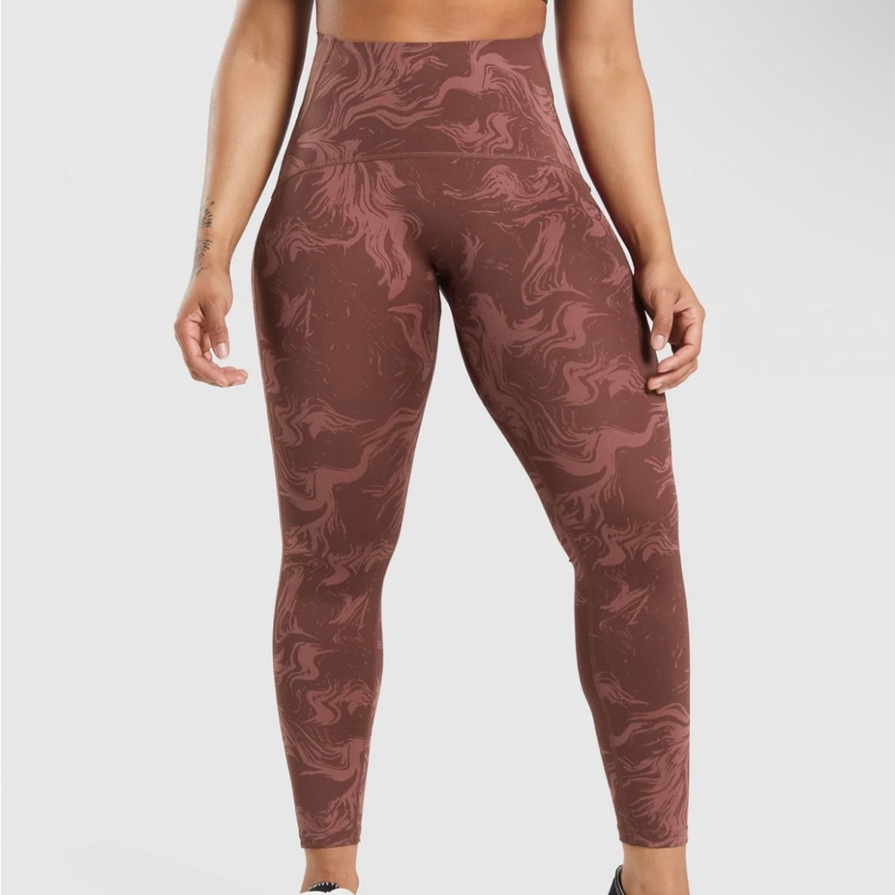 Gymshark Waist Support Leggings, Cherry Brown